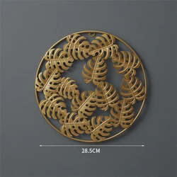 Nordic creative golden ginkgo leaf living room wall hanging free perforated wall pendant decoration