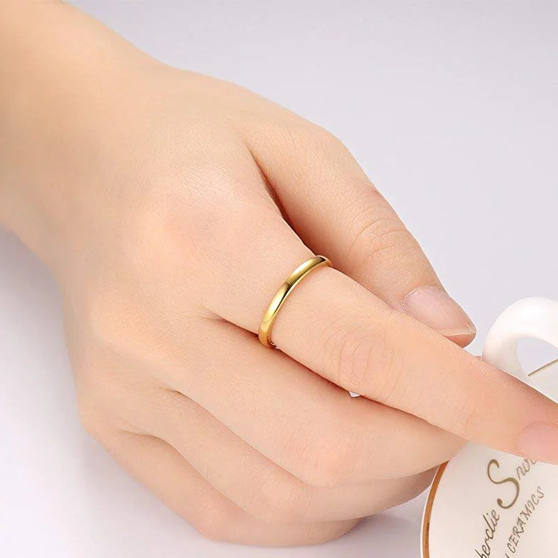 AJL Customize 2mm to 12mm 18K Gold Plated High Polished Tungsten Steel Ring Unisex Wedding and Engagement Bands