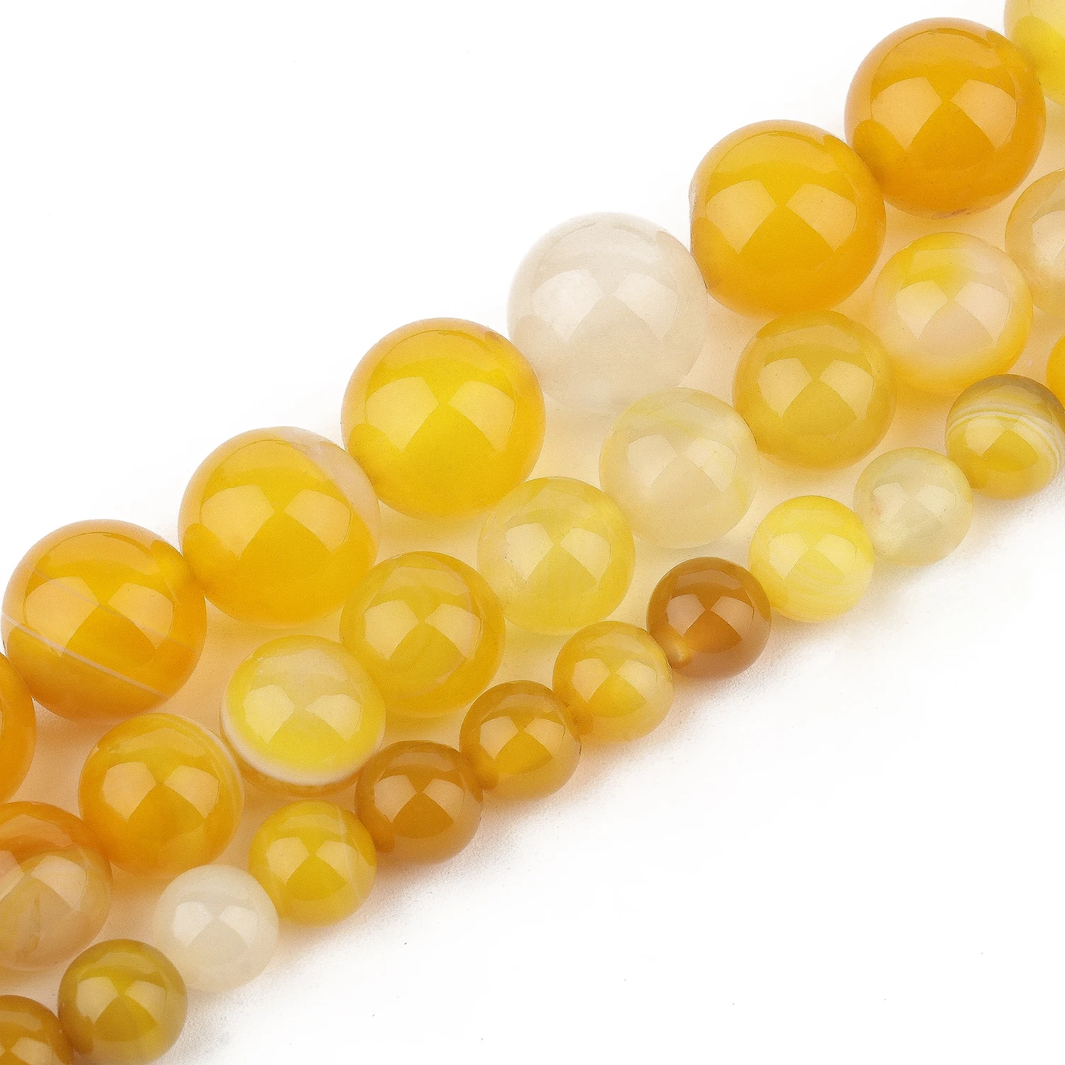 Wholesale Round Natural Stone Beads for DIY Necklace Bracelet 6/8/10 MM Yellow Wound Wire Agate Beads for Jewelry Making