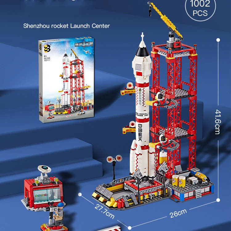 Plastic ABS large block spacecraft launch center building bricks set