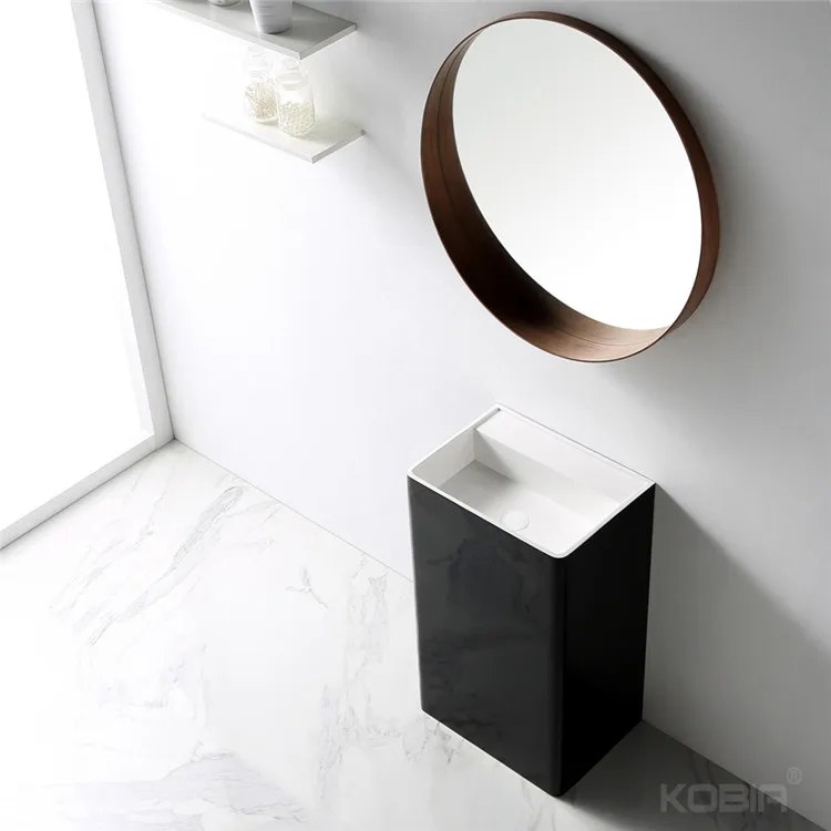Art Design Solid Surface Pedestal Bathroom Sink Decorative Bathroom Sink