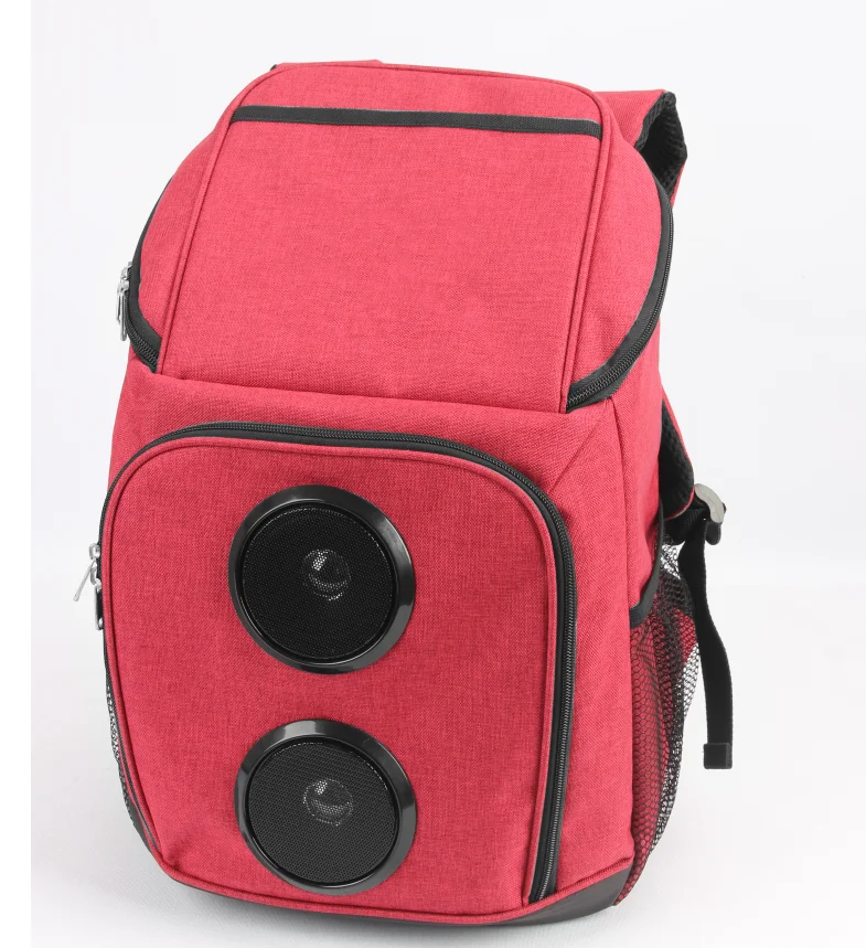 Wholesale Custom Cooler Backpack Bag with Bluetooth Speakers Works for Iphone Food Polyester Outdoor BSCI Insulated Cooler