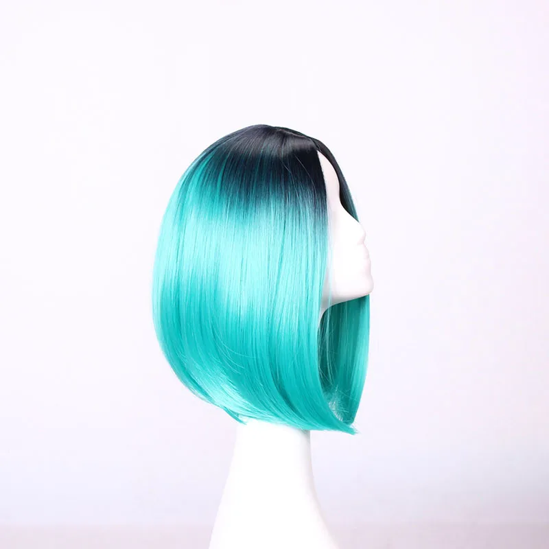 Cheap Price Pink Green Brown Red Blue Grey Anime Wig Short Straight Bob Cosplay Synthetic Wig
