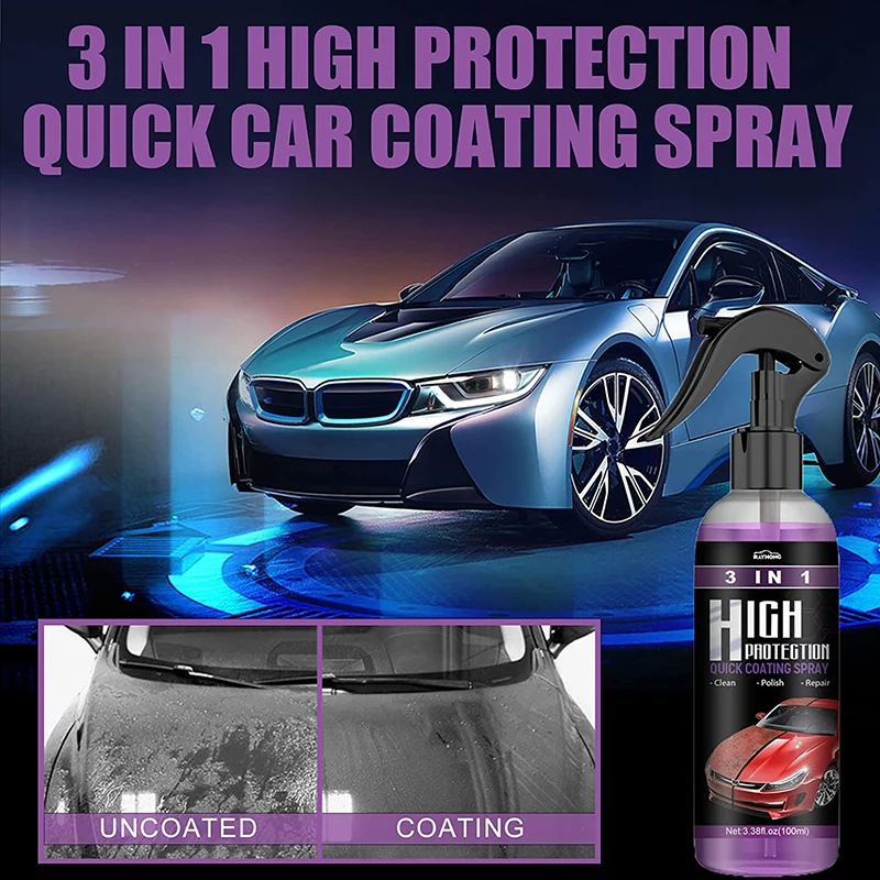 3 in 1Protection Quick Coating Spray Waterless Wash Car Coating Fast Wax Polishing Spray Plastic Refresher Fast Scratch Repair