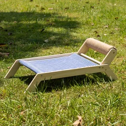 New Arrival Beach Cot Cat Bed Scratcher 360 Degree Rotating Barrel Summer Cat Bed Cat Recliner Elevated Pet Bed