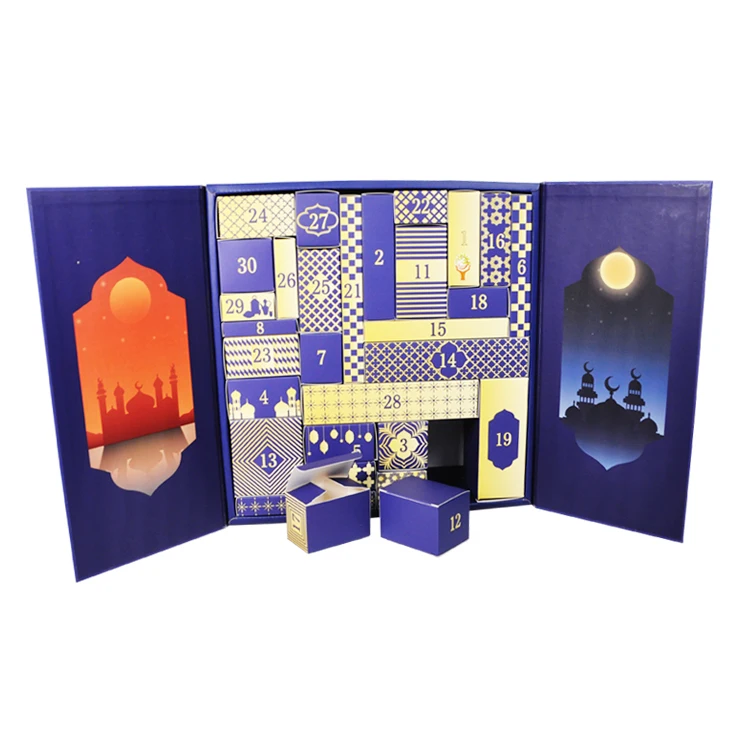 2022 Hot Amazon Product Drawer Manufacture Reserved Customized Empty Ramadan Advent Calendar 30 Days Eid Gifts