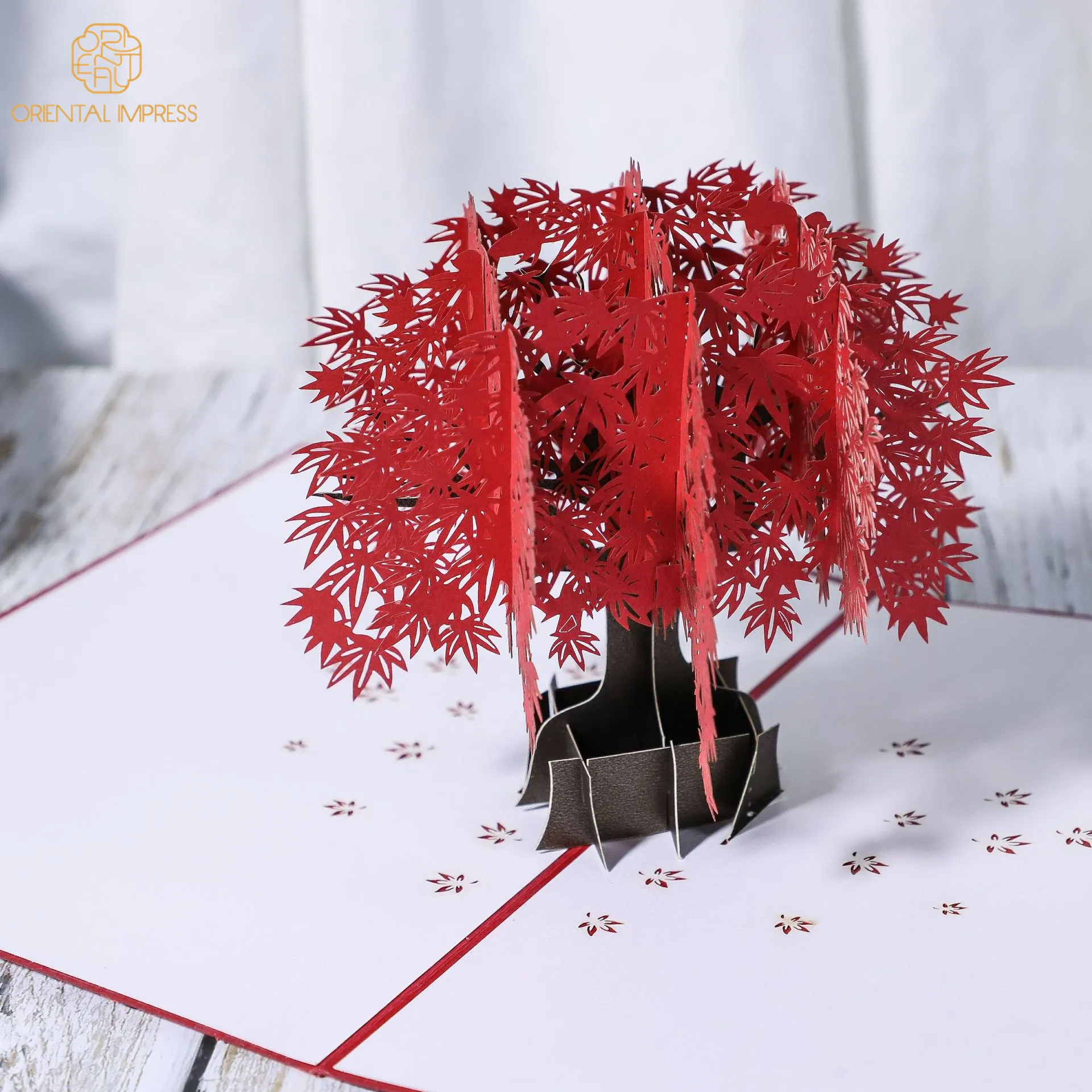 Custom Origami Maple Tree Greeting Card Fall Design 3D Pop Up Season Greeting Cards