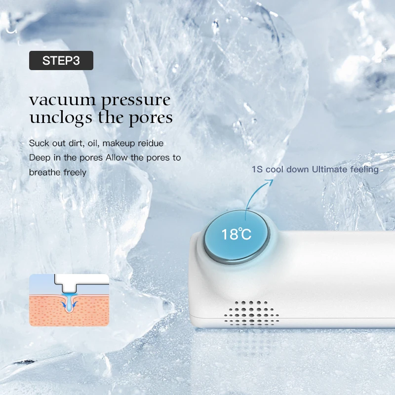 Multi-functional Beauty Instrument Hot and Cold Blackhead Remover Acne Pore Cleanser Vacuum Blackhead Remover