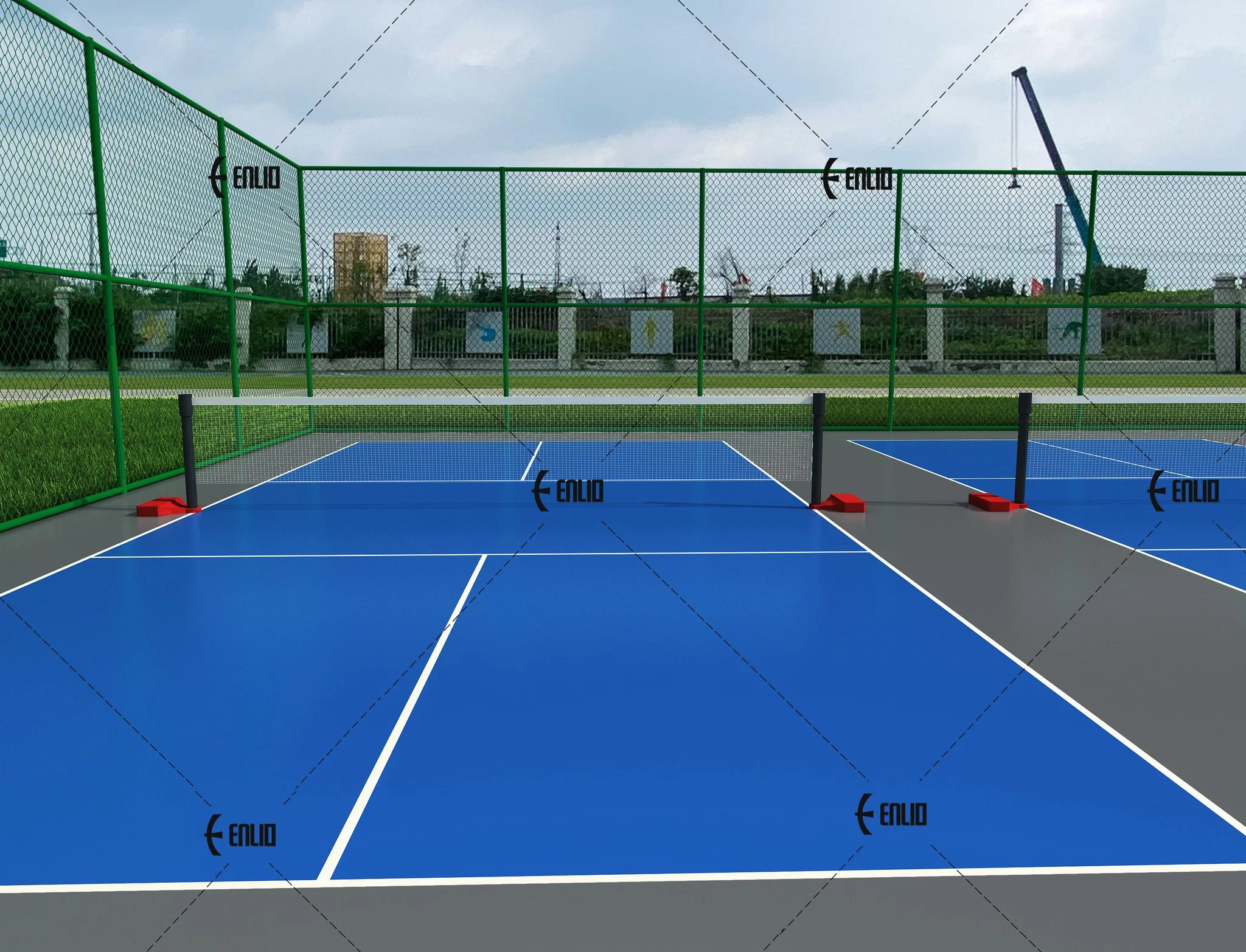 Enlio Portable Backyard Pickleball Court With Suspending Sport Court Floor Plastic Flooring For Pickleball