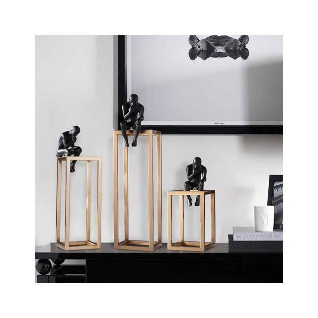 Thinking Man Resin Sculpture Home Decoration Metal Art Decor Abstract Human Sculpture