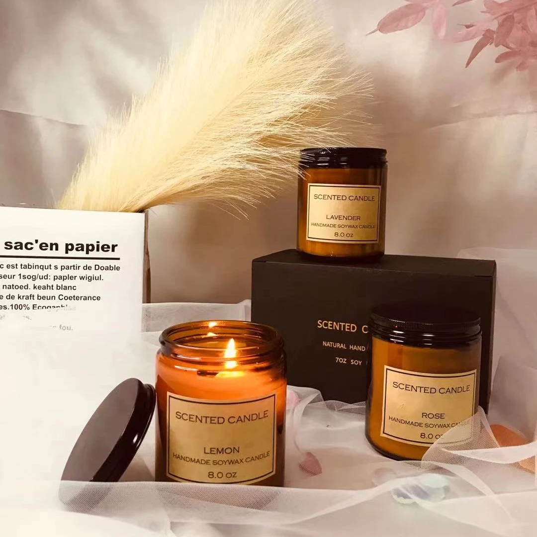 Съедобные свеча цитронеллы свечи наружного и внутреннего чистого соевого воска 3-Wick с ароматом лампы в форме свечи с сильным ароматом арабский Жасмин