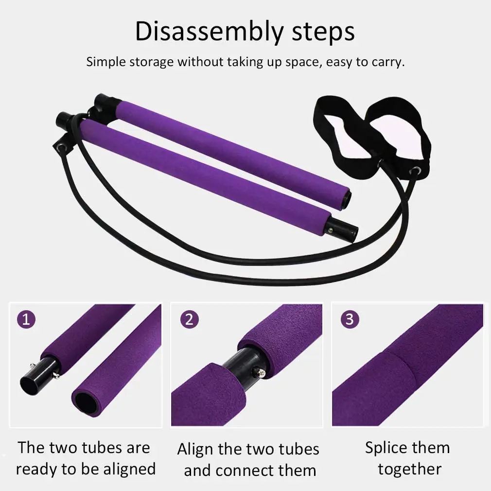 colorful pilates exercise bar kit with resistance band