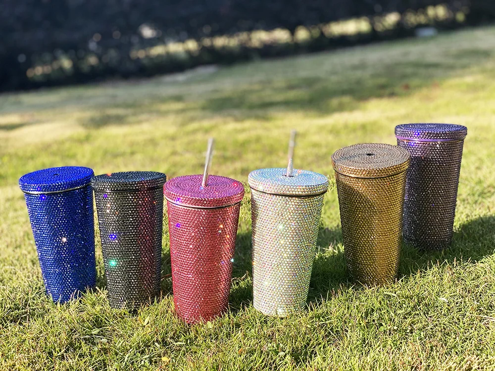 Multiple colors Wholesale diamond thermos cup high color thermos cup hand inlaid diamond thermos cup