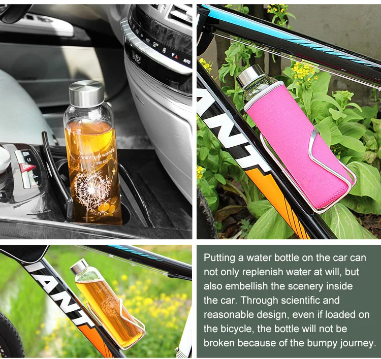 
Eco friendly custom logo 500ml portable borosilicate glass water bottle for drinking water 