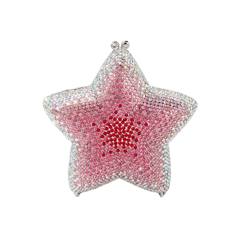 2024 New Star Shape Stone Clutch Handbag Purses Rhinestone Purse Diamond Crystal Evening Bag Women