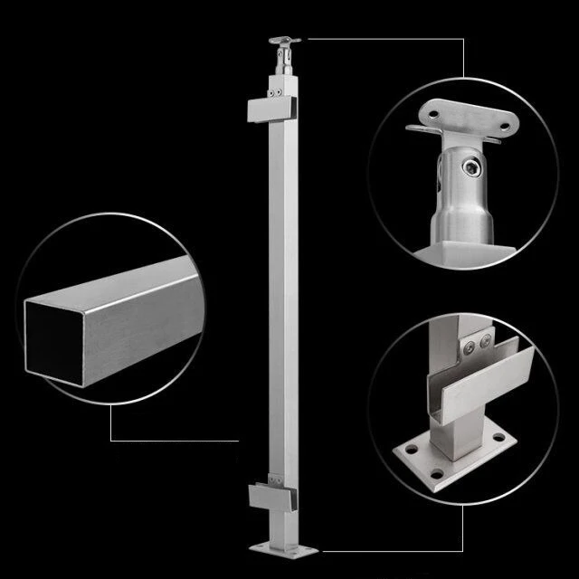 Stainless Steel Post Glass balustrade System Easy  Installation Balcony glass railing outdoor