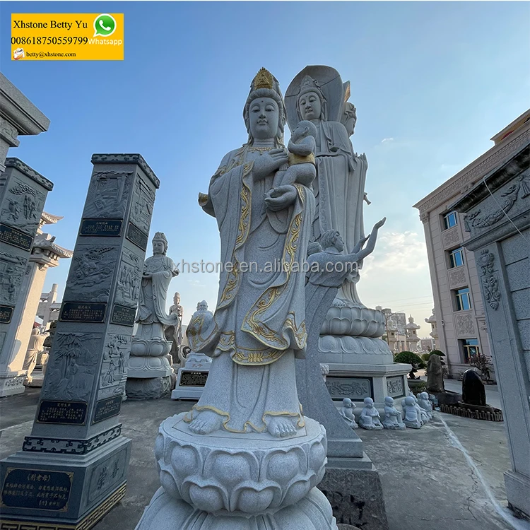 Chinese Customized Garden Outdoor Stone Carved Large Guanyin Buddha And Kwan Yin Statue Sculptures For Sale
