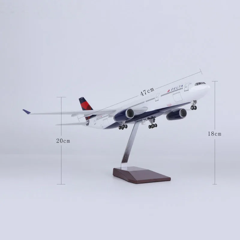 1:135 Scale 47CM Delta Air Lines Airbus 330 Aircraft Model Civil Aviation Passenger Aircraft Simulation Decoration Gift
