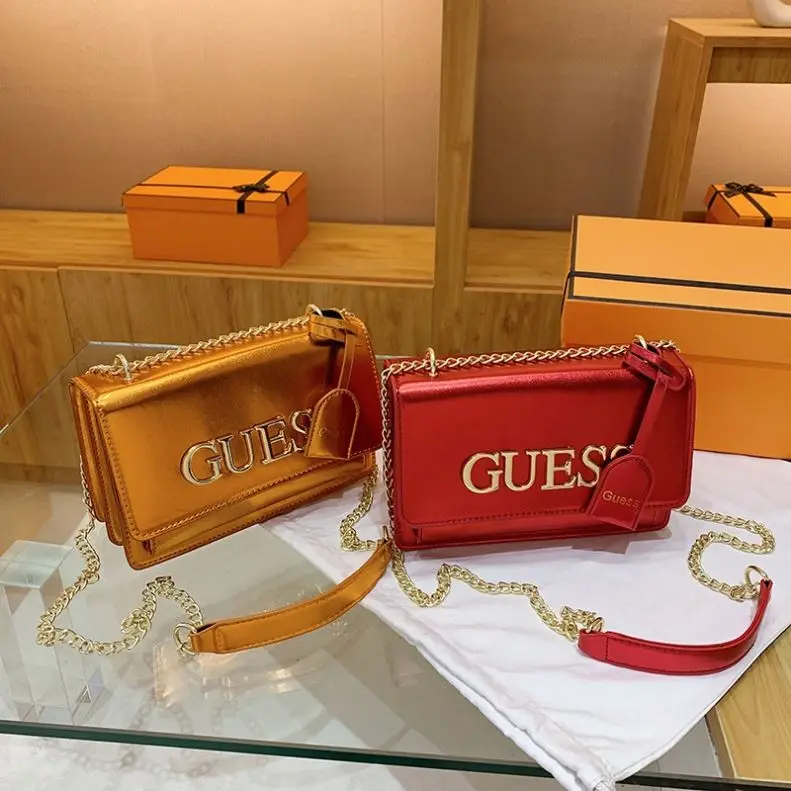 Messenger Bags Famous Brand GS 2024 Women Crossbody Purses Luxury Designer Ladies Long Chains PU Leather Shiny Shoulder Handbags