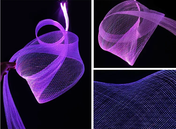 Decorative fiber optic cable fabric mesh lights for outdoor tree landscape lighting