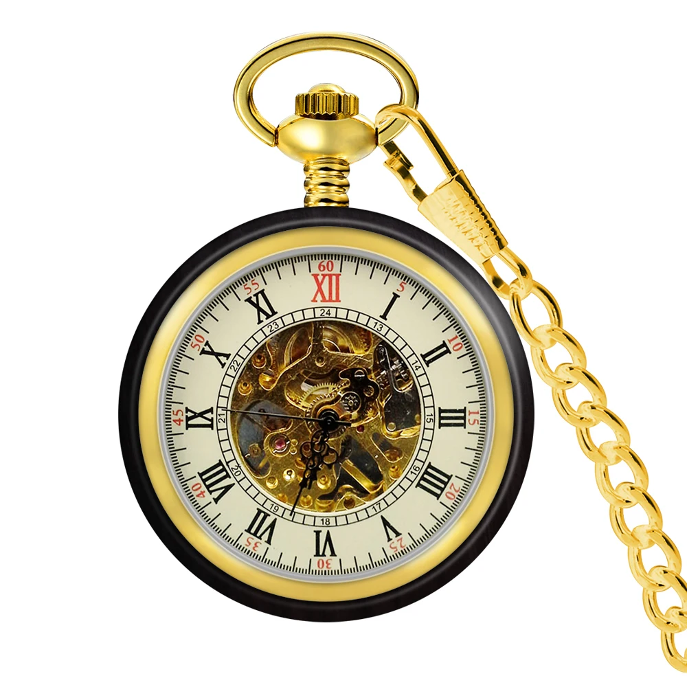 Handmade Antique Vintage Pocket Watch Custom Bronze Quartz Walnut Wooden Pocket Watch