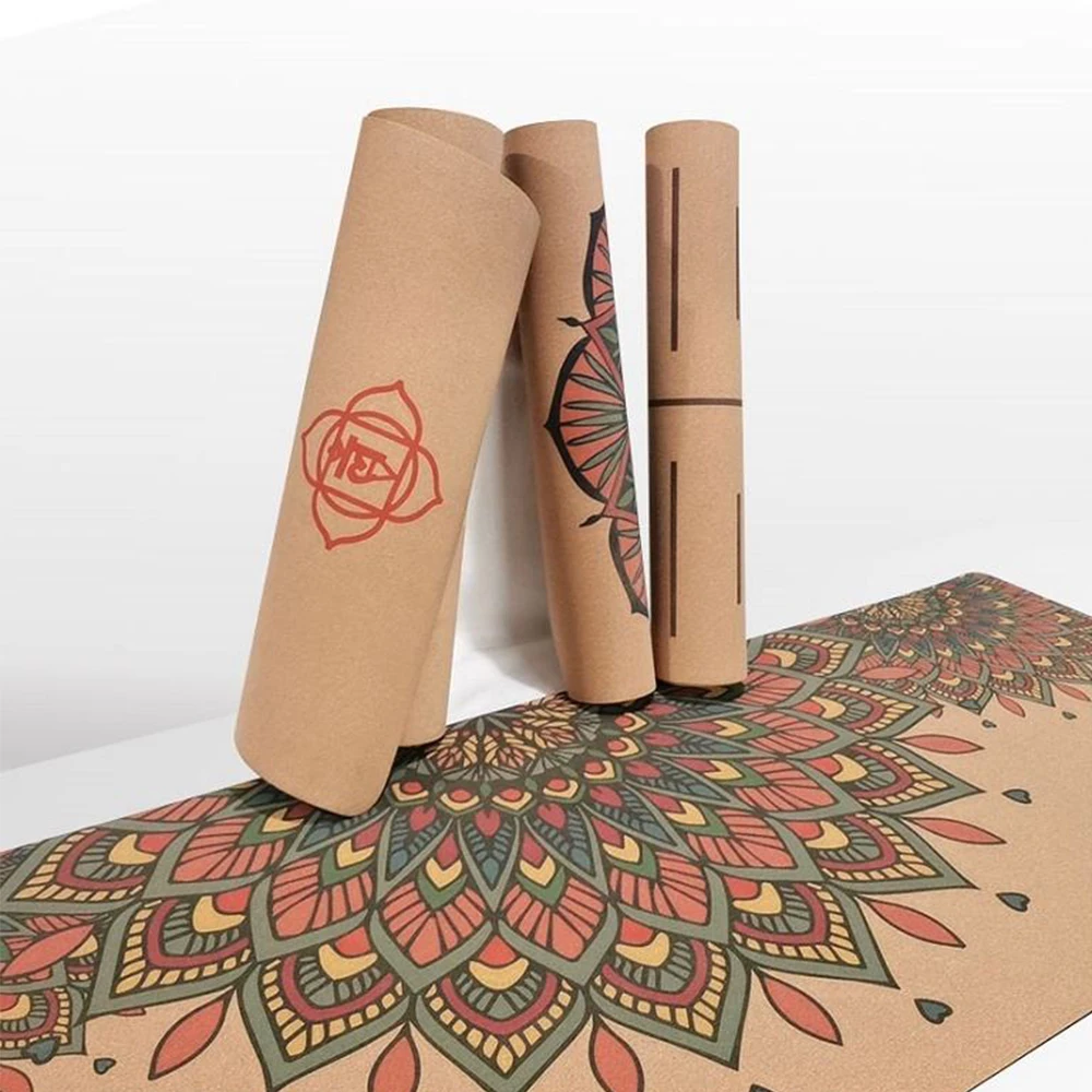Custom Printed Eco Friendly Pilates Fitness Exercise Natural Gym Rubber Cork Yoga Mat