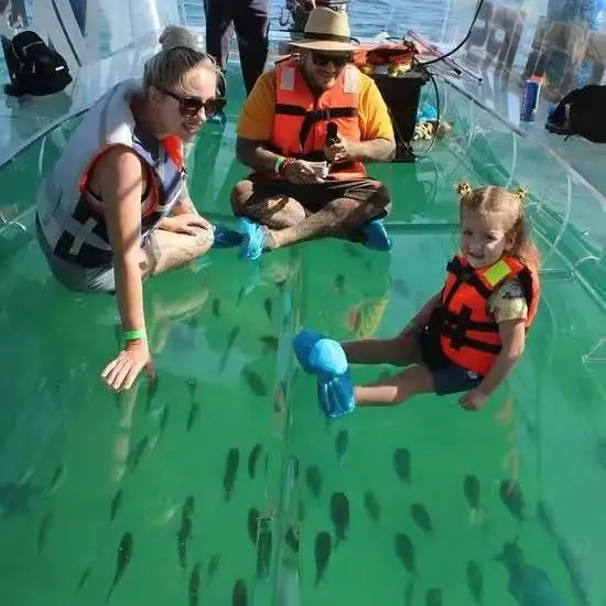 15 person crystal passenger boat transparent clear boat with engine motor