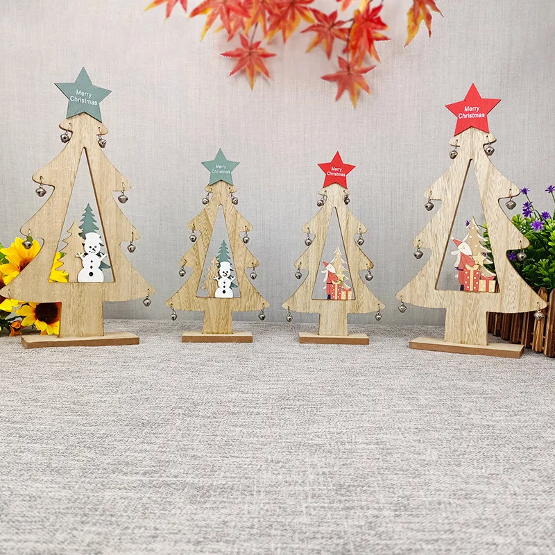 Christmas Desktop Ornament Wooden Decoration Merry Christmas Xmas Tree Ornament For Party