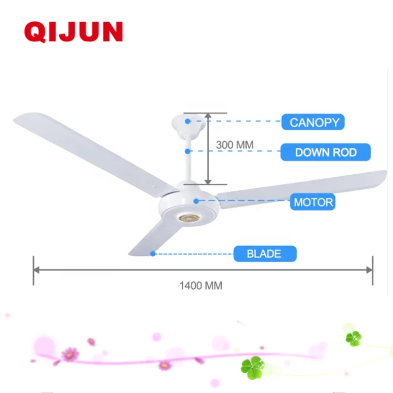 CKD Packing New National Model 1400 mm 56 inch Industrial AC Ceiling Fan with 5 Speeds Regulator to South America Egypt Iraq
