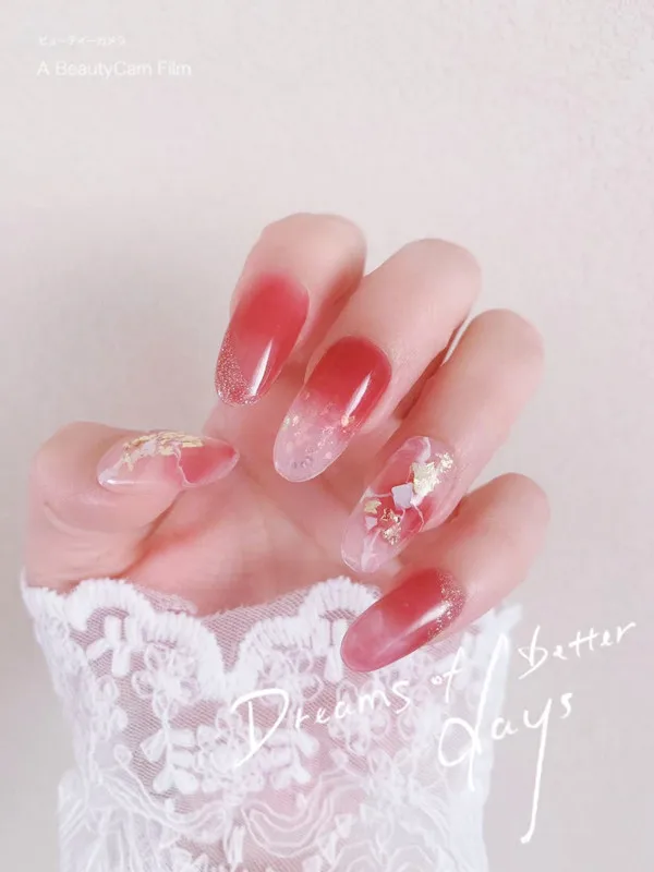 Nail Wear Armor Press on Nails China Direct Factory Gradient Design Finger ABS Full Cover Nail Artificial Press on Long