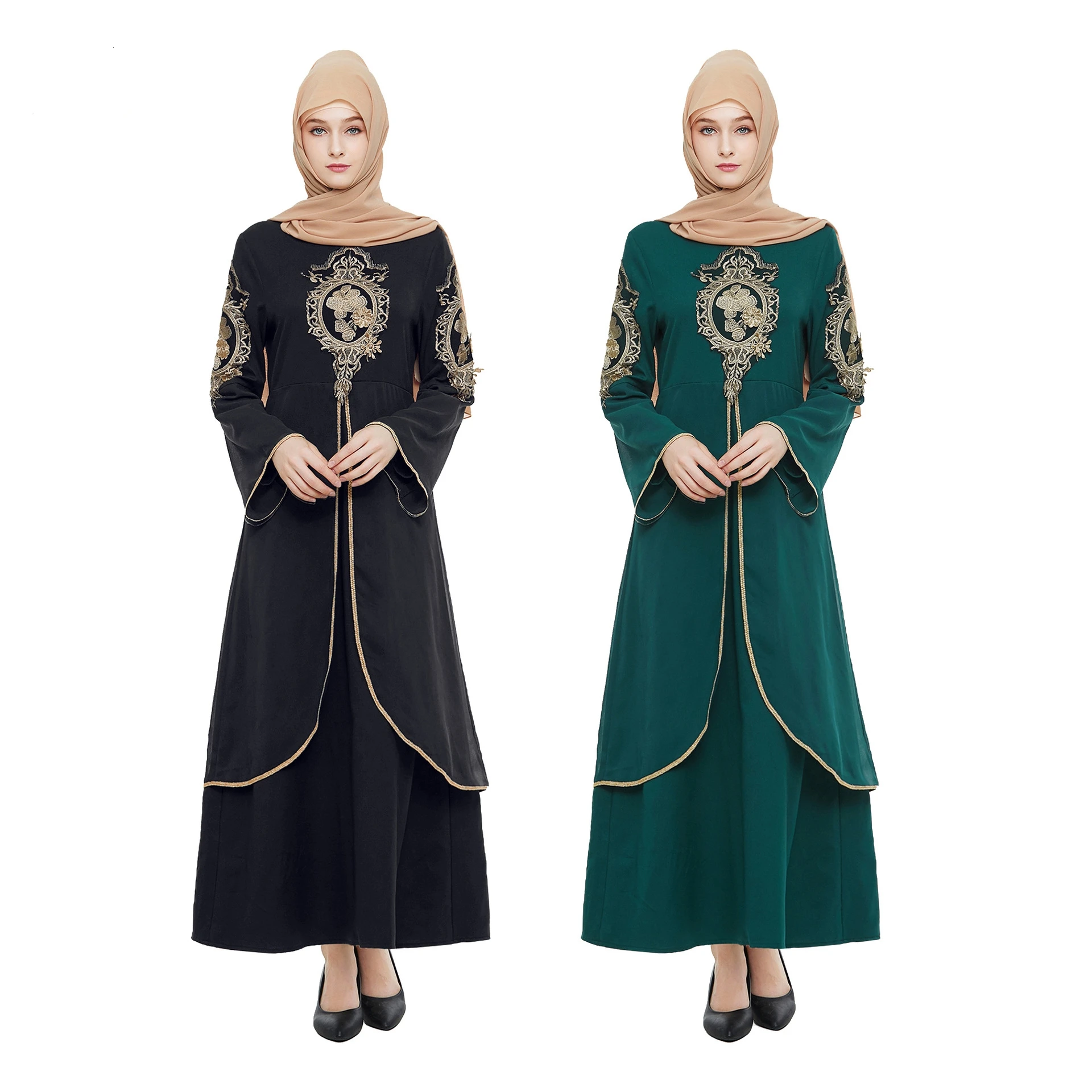 
Hot selling middle east sexy long sleeve embroidery arabic dubai muslim party dress 