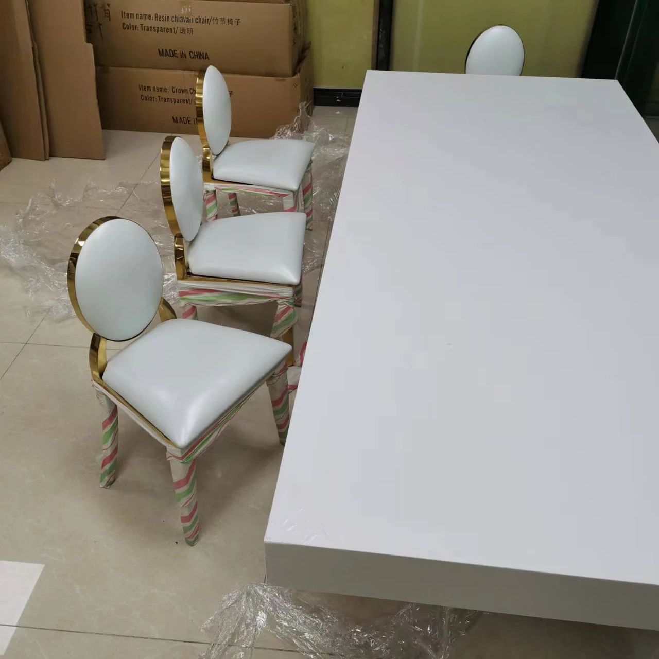 Kids rectangular white PVC table for party weeding and events Modern  Rectangular Dining Table for Weddings Parties and Events