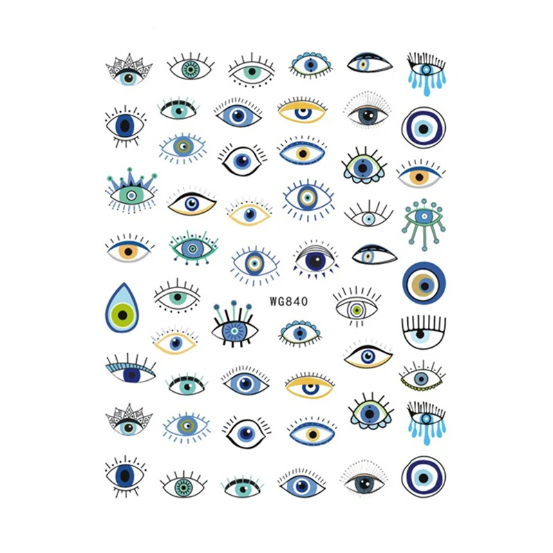 Hot Selling Brand New Colorful Blue Eyes and Polka dot Nail Decal Sticker Evil Eye Nail Art Stickers For Nail Art Decoration