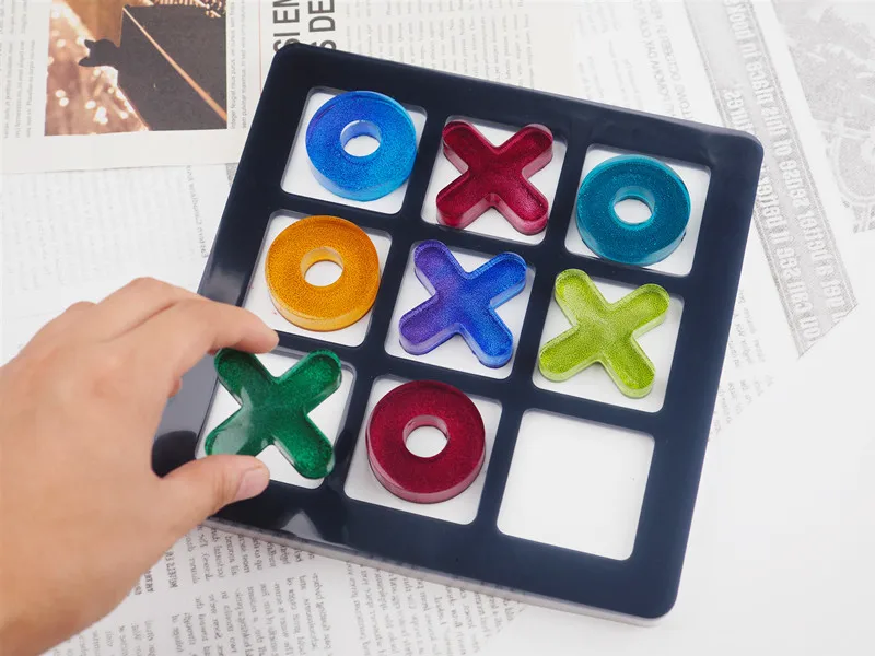 S1116  new L/S Tic Tac Toe XO Chess board game mold for kids resin epoxy