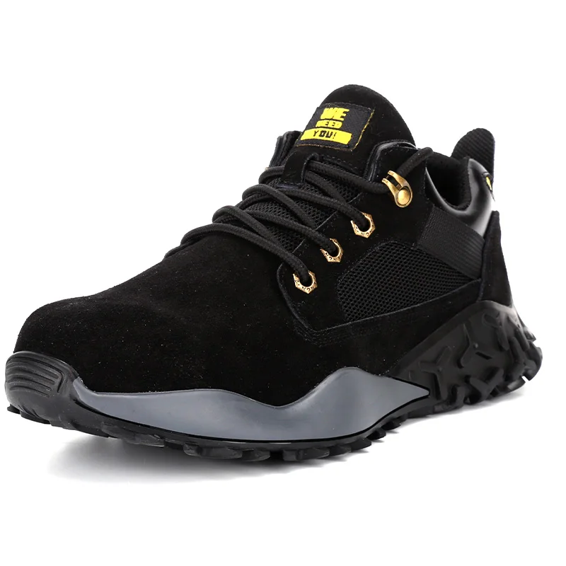 JIEFU Suede Leather Outdoor Safety Shoes Feet Protective Woven Steel Toe Anti-puncture Work Boots for Man