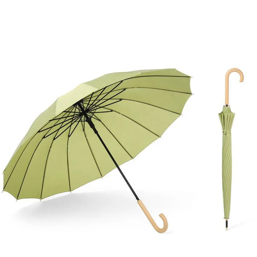 High quality custom logo straight handle slap-up umbrella carved golf umbrella wood handle umbrella with logo