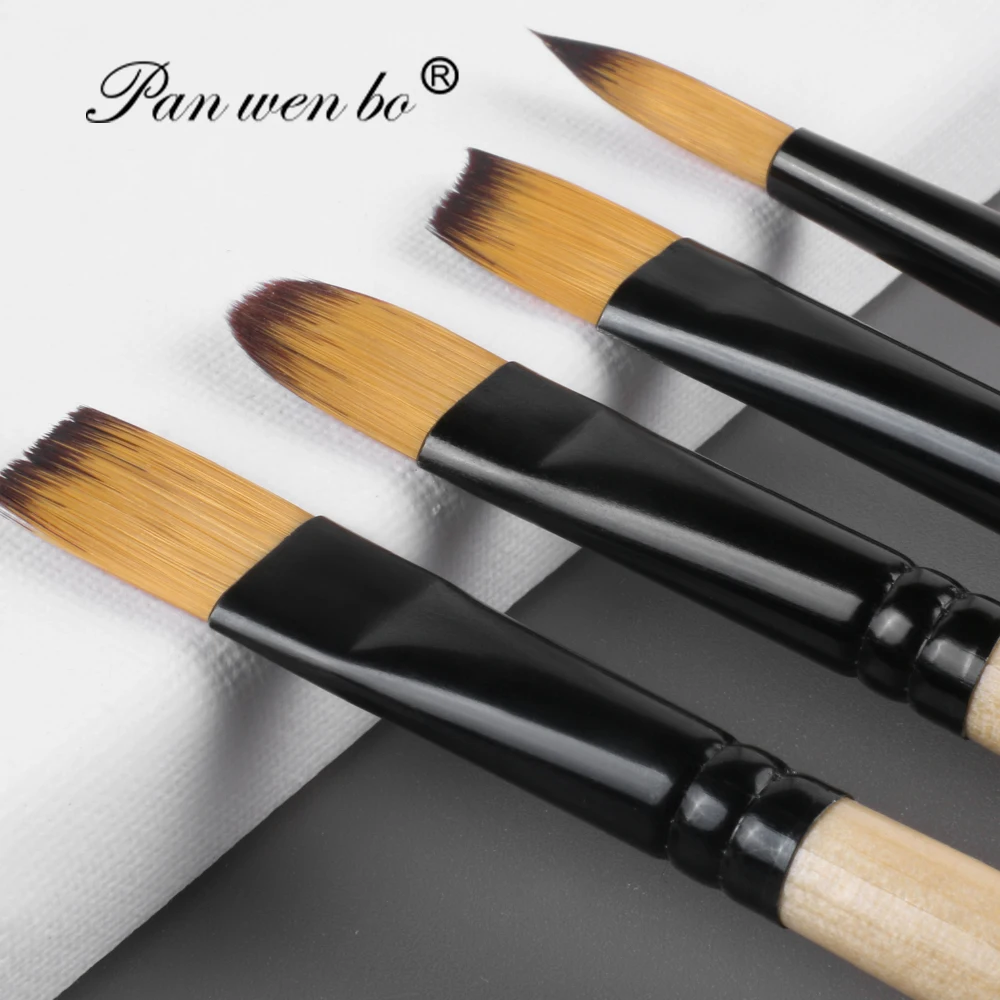 Panwenbo 6pcs/Set Oil Watercolor Brush Professional Artist Paint Brush Set Artist Paint Brushes For Acrylic And Oils Painting