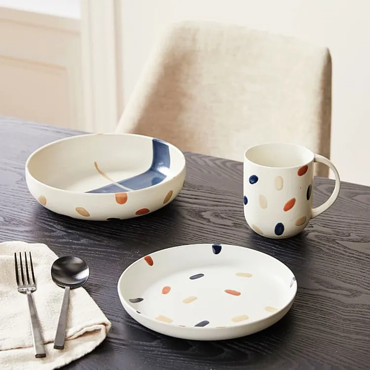 Luxury home crockery dinner sets new design unique printing porcelain salad plates dinnerware sets