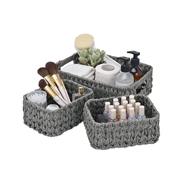 Eco-friendly Handmade Woven plastic laundry basket large plastic rope basket foldable laundry basket