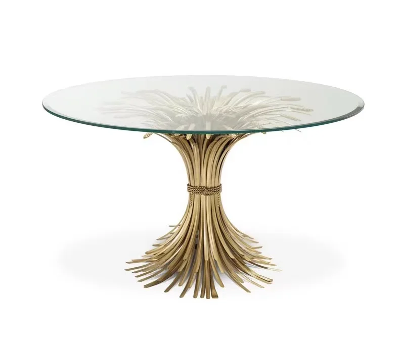 Italian minimalist stainless steel coffee table modern  wheat round metal art glass coffee table  Somerset dining table