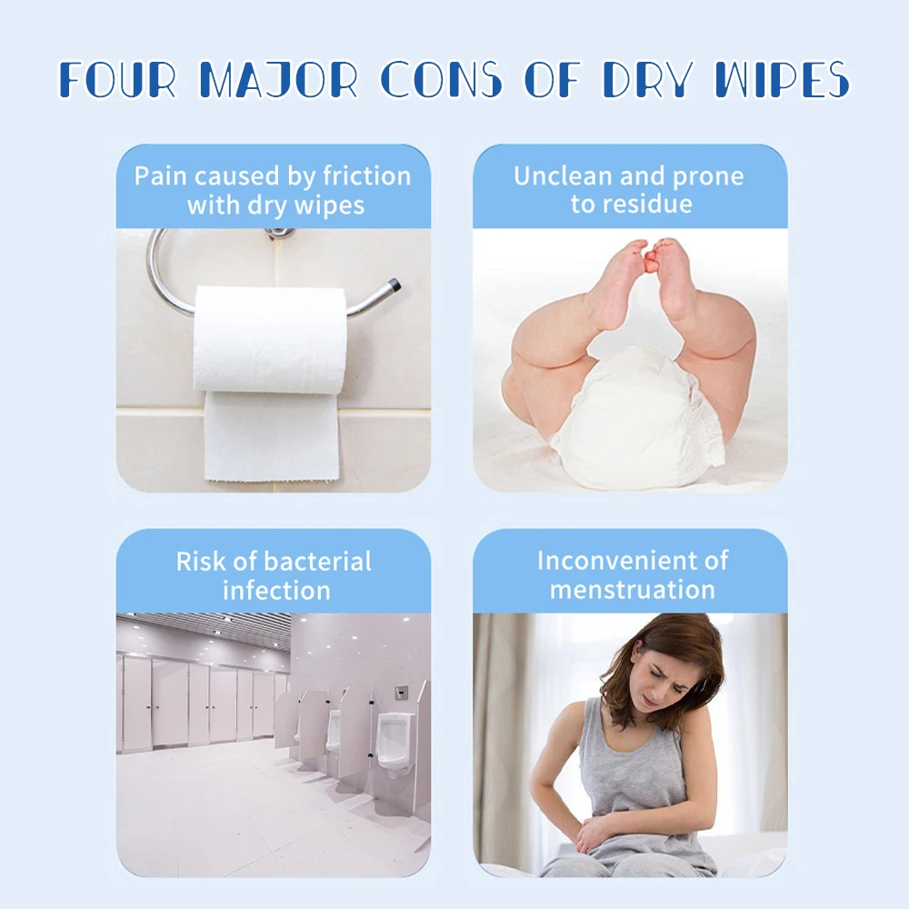 Wholesale 60-Piece 100% Biodegradable Disposable Eco-Friendly Wet Toilet Paper OEM ODM Biodegradable Toilets Tissues