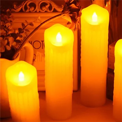diameter 53 cylinder pillar paraffin wax remote controlled electric LED light 5 candles set