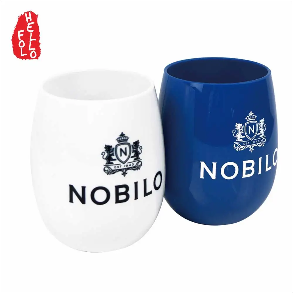 Reusable stemless plastic wine glass