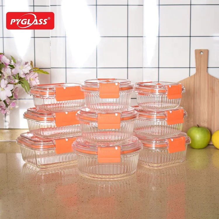 New Arrival Kitchen Storage Container with  Vacuum Lid Glass Food Storage Containers with Airtight PP lid lunch box with Pump
