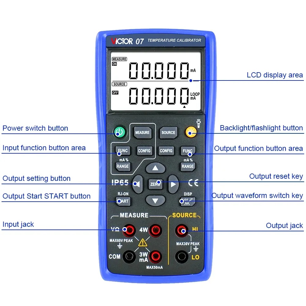 Victor Ruoshui 07 24V Loop Power Temperature Calibrator 11 Thermocouple 5 RTD Thermal Resistance Signal Measurement and Output