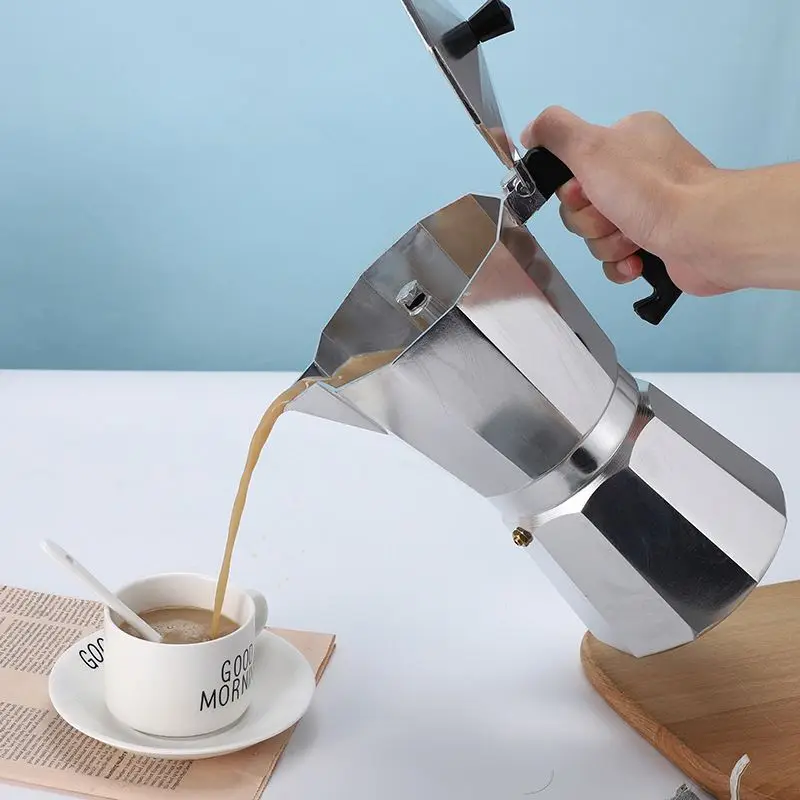Household Italian Coffee Maker, Aluminum Pressure Valve Stovetop Induction Espresso Moka Pots 3 Cup