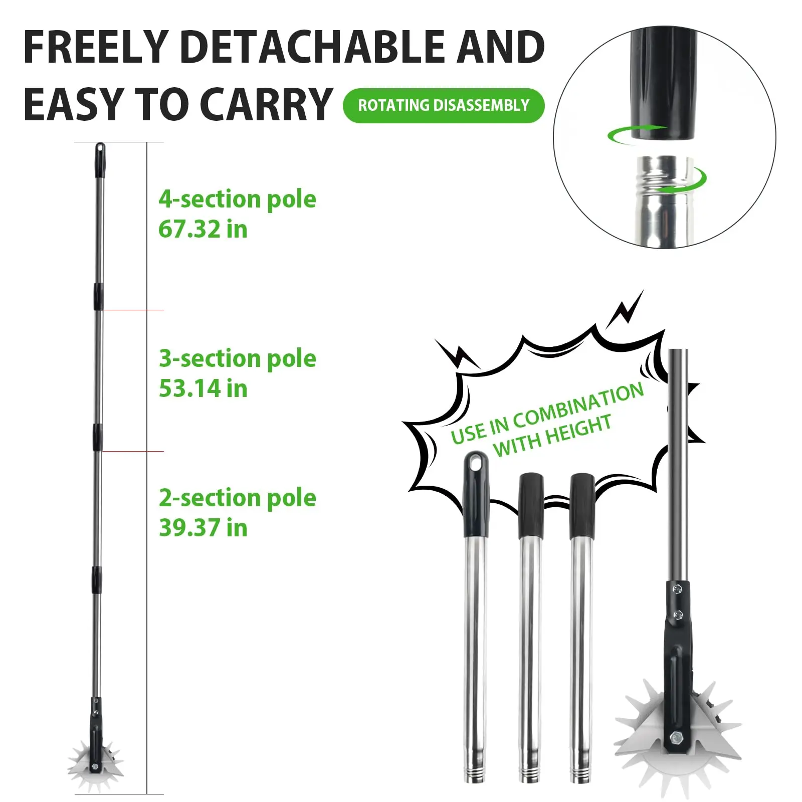 Wheel Rotary Edger Manual Lawn Edger with Sturdy 4-Section Adjustable Stainless Steel Handle 67.32 Inch hand edge-grinder Custom
