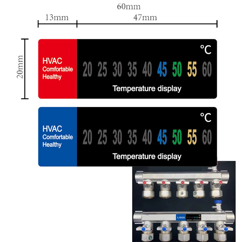 Magic measured temperature color changing sticker thermometer valve
