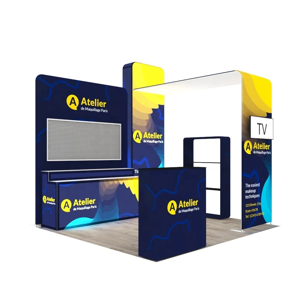 10x10ft Custom Logo Print Aluminum Alloy Shelf Stand Backlit Display Exhibition Quick Setup Tool Free Portable Trade Show Booth