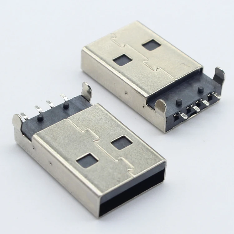 Usb2.0 Type A Welding Solder Plug Straight Sink Plate 4.9Mm 4 Core Cable 180Degree PCB Mount SMT Male Usb 2.0 Connector Smd